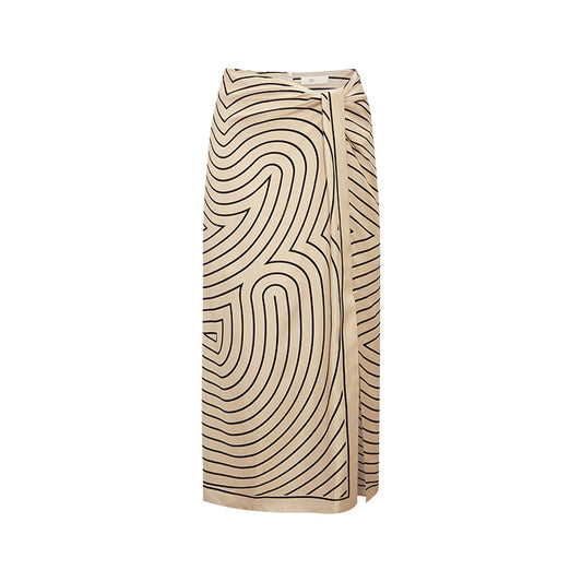 Silk Wrap Midi Skirt in Tailored Summer Midi Skirt