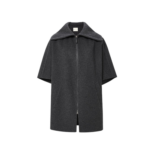 Qingping Yue Wool Cape in Double-Face Wool Cape