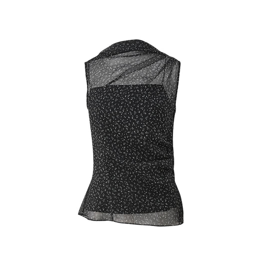 Floral Tie Sleeveless Shirt flat view
