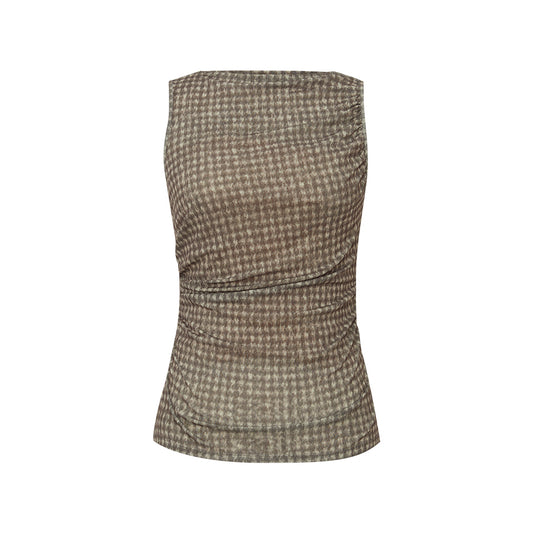 Straight Neck Moth Yarn Sleeveless Vest