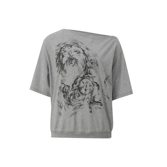 Asymmetric Puppy Print Tee flat view