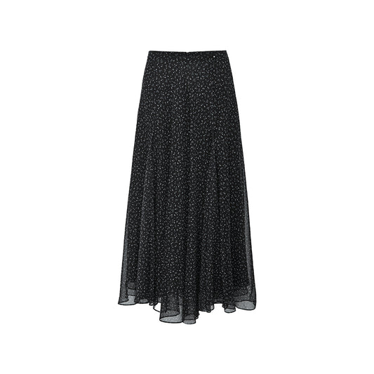 Floral Crinkle Midi Skirt in Tailored Summer Midi Skirt