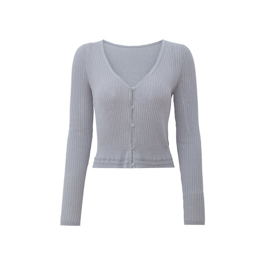 Ribbed Knit Cardigan flat view