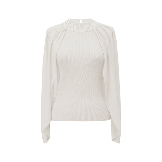 Draped Shoulder Knit Top flat view