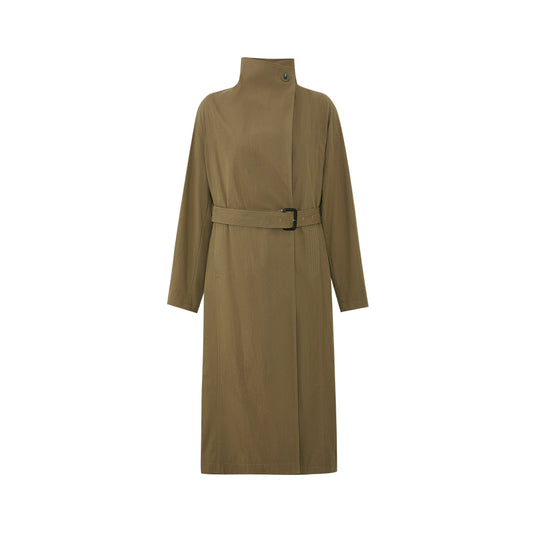 Single-Button Long Cotton Trench white background hover image