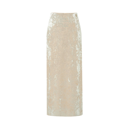 Velvet Column Maxi Skirt white background hover image
