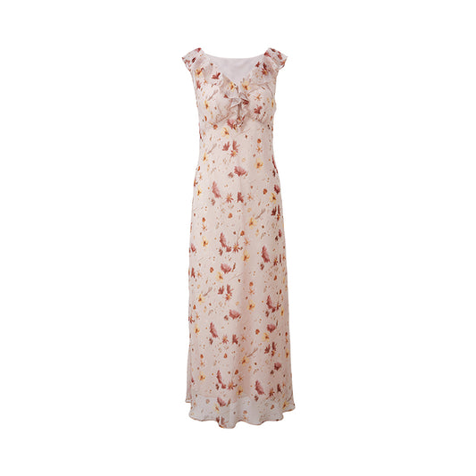 Ruffled Floral Midi Dress flat view