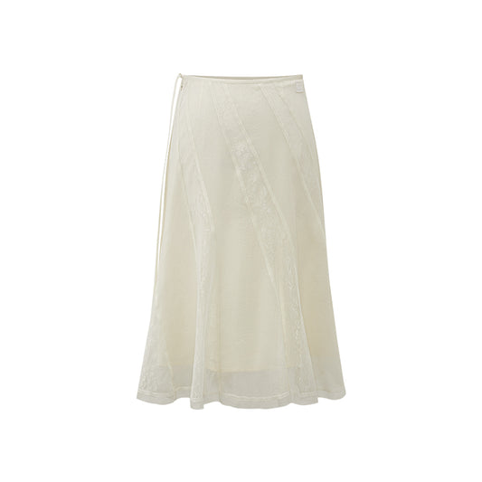 Lace Paneled Midi Skirt flat view