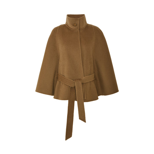 Belted Wool Cape Coat white background hover image