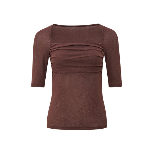 Shirred Square Neck Tee flat view