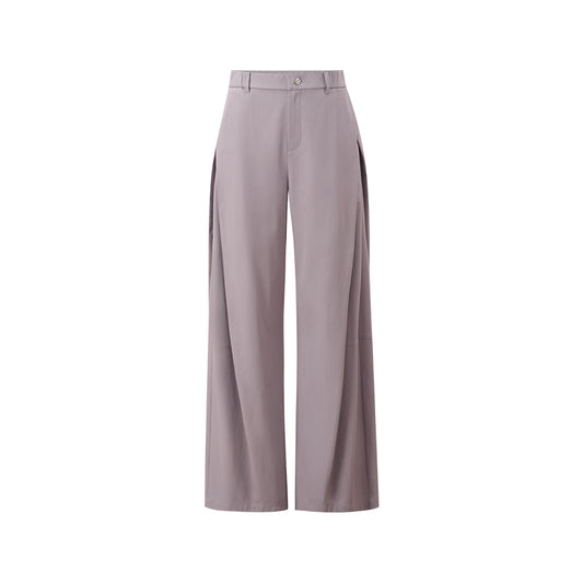 Linen-Blend Curved Trousers flat view