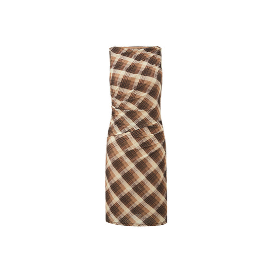 Moth Yarn Plaid Dress in Fluid Summer Midi Dress