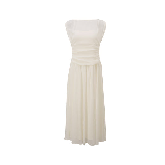 Ruched Waist Chiffon Dress flat view