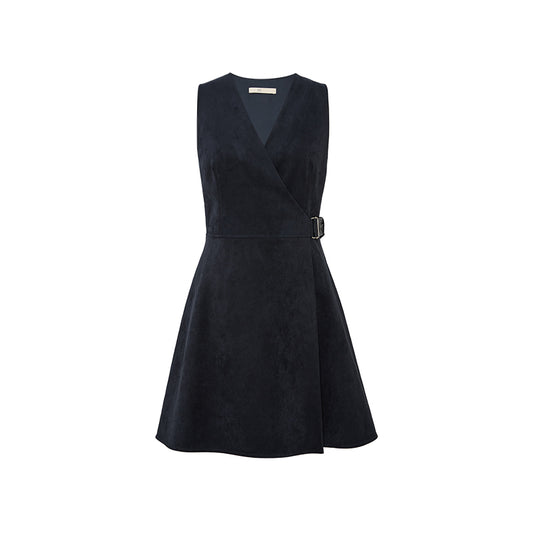 Sueded Wrap Pinafore Dress white background hover image