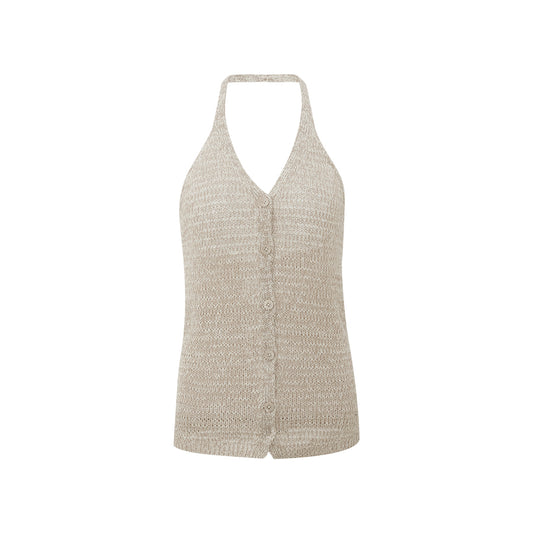 Linen Halter Knit Tank in Knitwear Summer Top