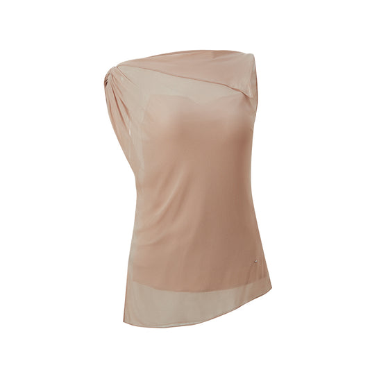 Asymmetric Draped Blouse flat view
