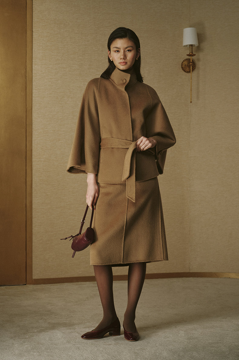 Belted Wool Cape Coat - Classic Camel - view 1