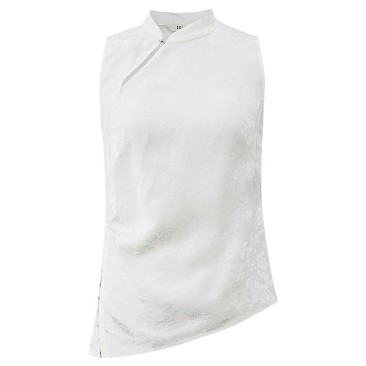 Jacquard Qipao Vest Top flat lay in Ivory