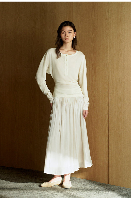 Off-Shoulder Wool Tee - Ivory front