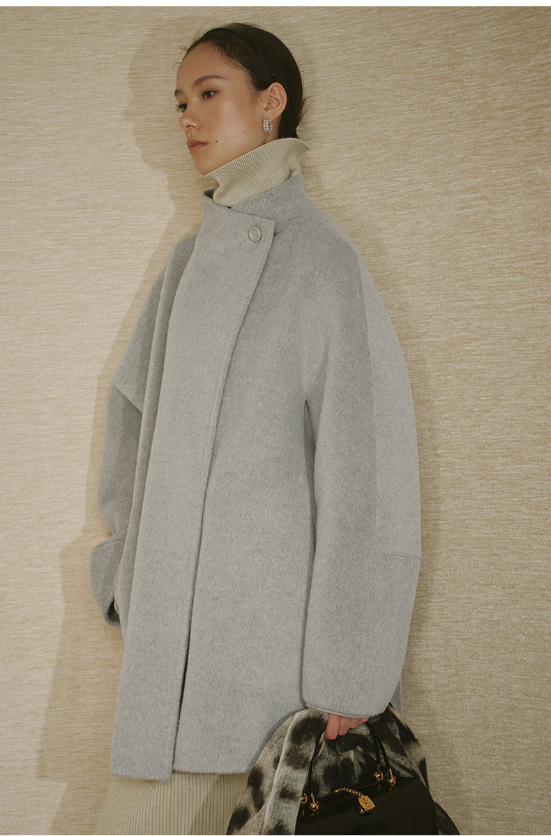 Meiniang Ying Mid-Length Wool Coat - Light Ink Gray - view 1