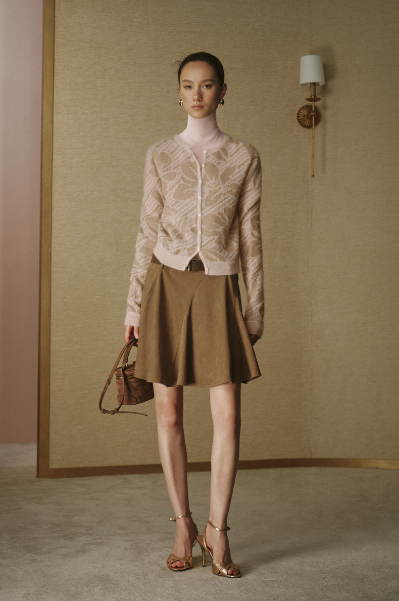 Sheer Jacquard Mohair Cardigan - Smoky Pink - view 1