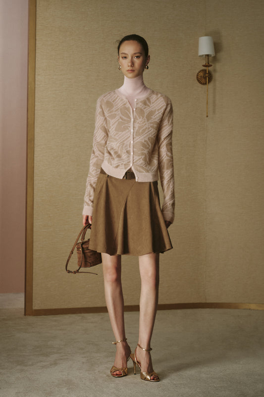 Sheer Jacquard Mohair Cardigan - Smoky Pink - view 1
