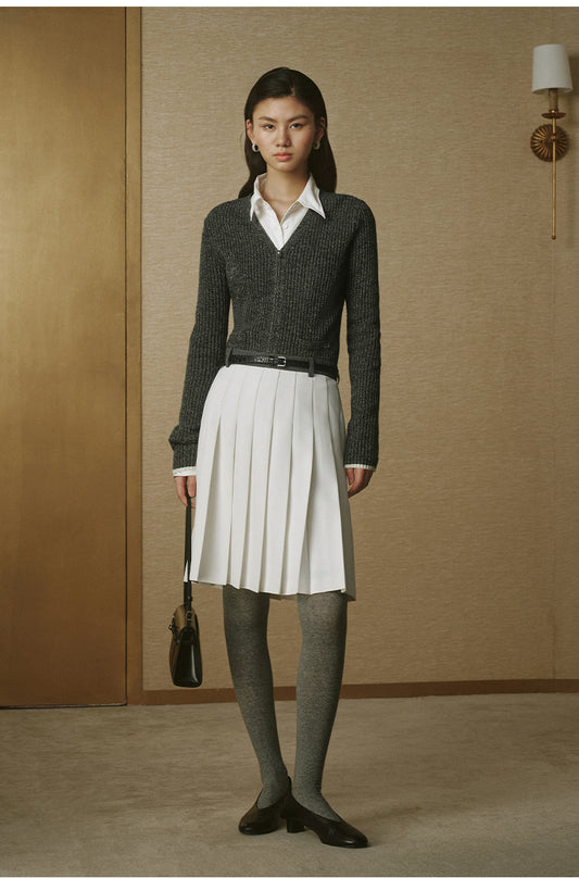 Silk-Wool Zip Cardigan - Deep Heather Black - view 2