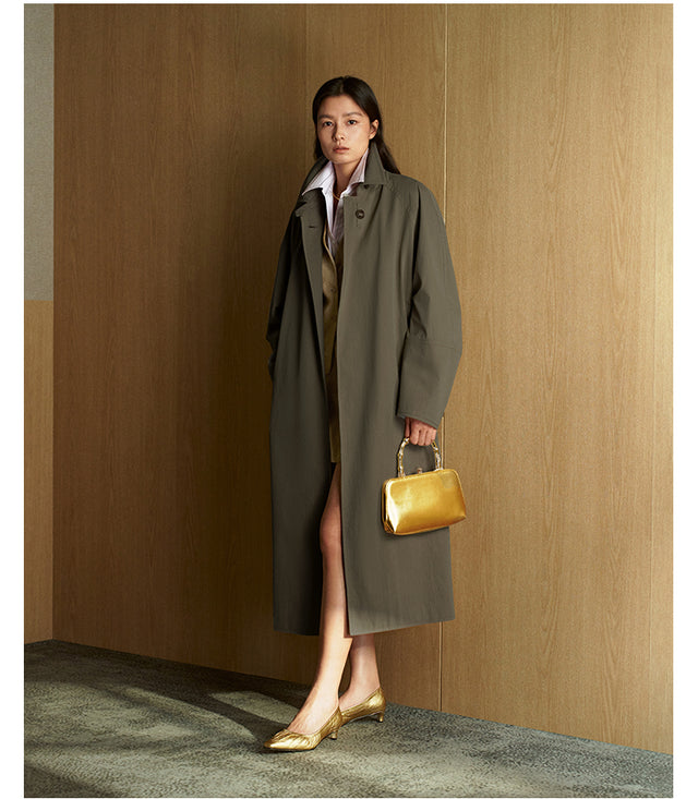 Xidi Jin Belted Raglan Trench Coat