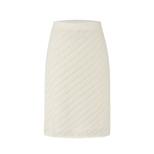 Openwork Diagonal Knit Skirt