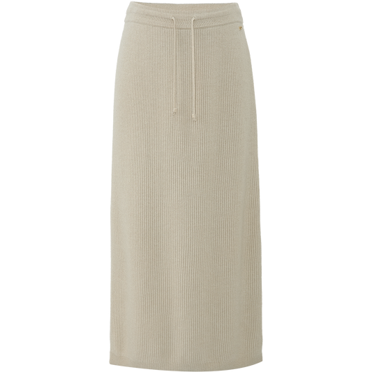 Shiyuetao Ribbed Wool Midi Skirt in Jade Ivory - flat lay