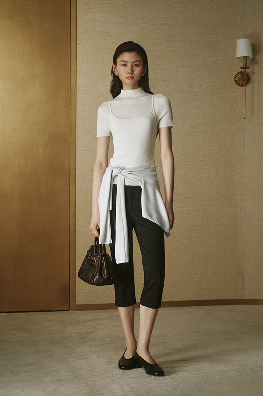 Essential Wool Knit Tank Silver White