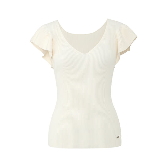 Ruffle V-Neck Knit Top