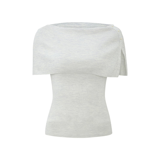 Wool Cape-Layer Knit Top