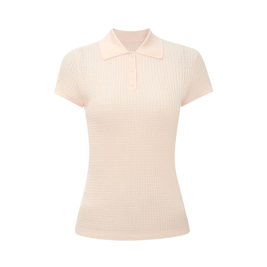 Wool Polo Knit Top