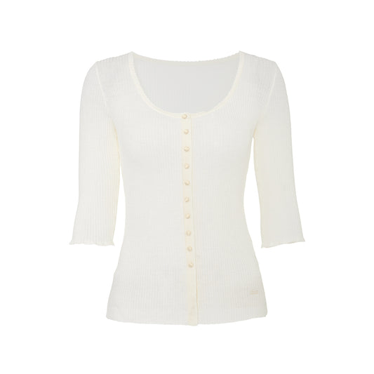 Wool Henley Knit Top