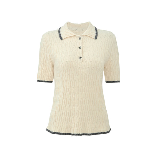 Silk Wool Cable Polo