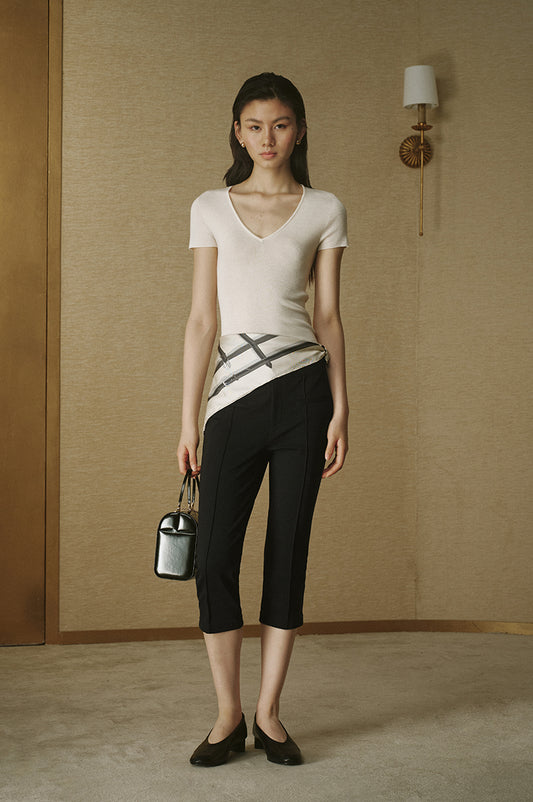 Seamless Wool V-Neck Tee Light Dew Grey