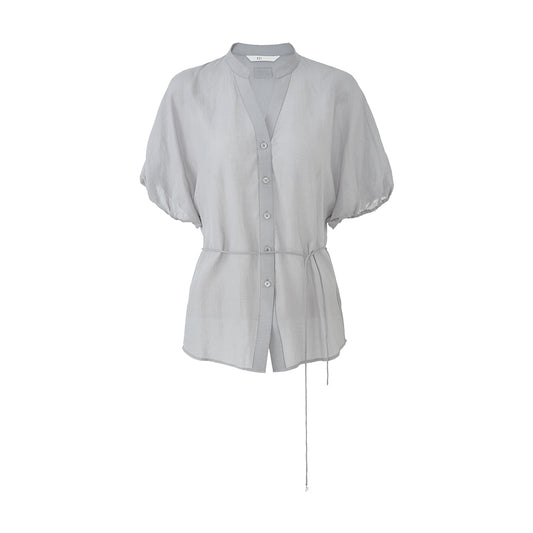 Organza Lantern Sleeve Shirt Morning Grey