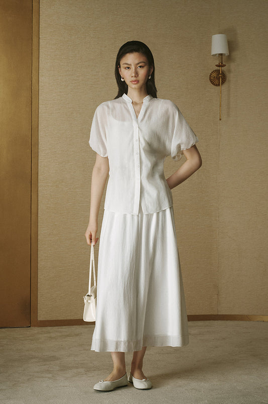 Organza Lantern Sleeve Shirt