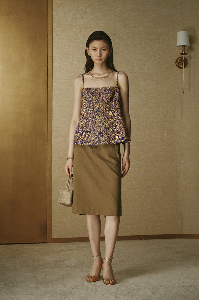 Floral Jacquard Cami Top Yellow Violet Floral