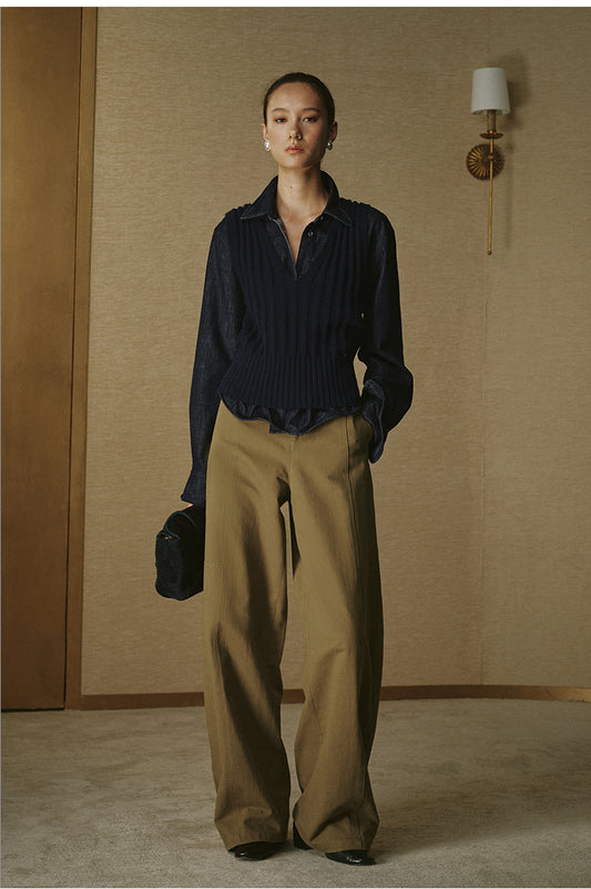 Curved Cotton Twill Trousers - Paris Camel