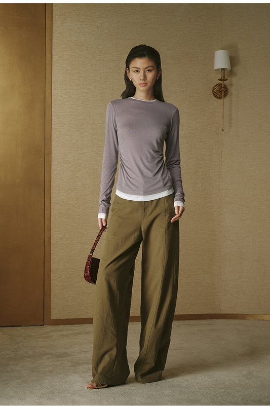 Layered Wool Lyocell Tee Smoky Purple Grey