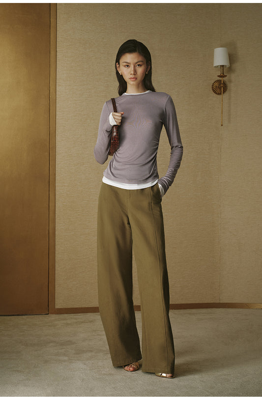 Layered Wool Lyocell Tee Smoky Purple Grey