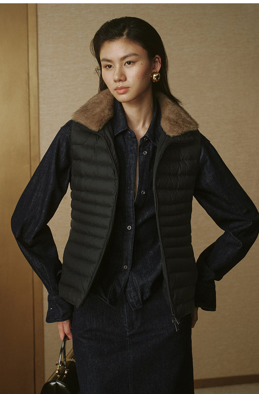 Mo Si Xiang Quilted Down Vest - Ink Black
