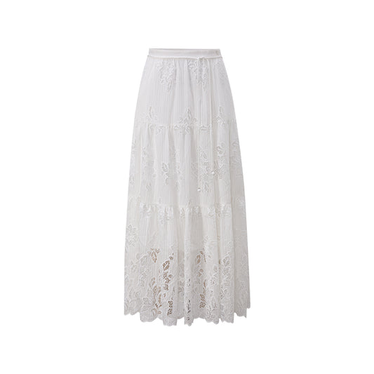 Embroidered Lace A-Line Skirt