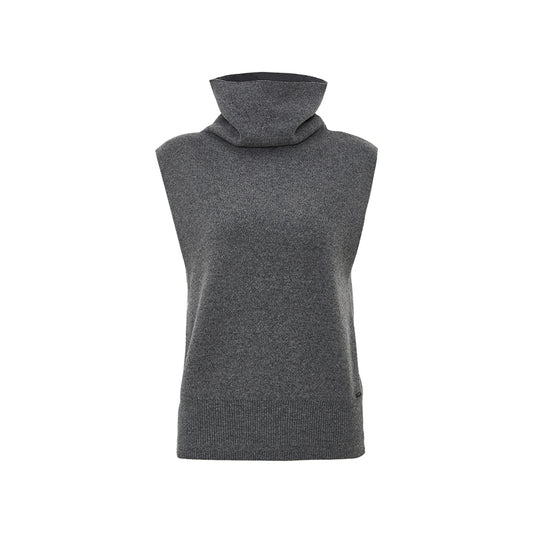 Pu Le Tian Draped Wool Vest - Stone Grey flat view