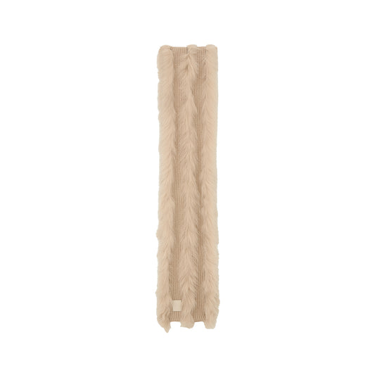 Buxu Fox Fur Wool Scarf in Raw Ecru - flat lay
