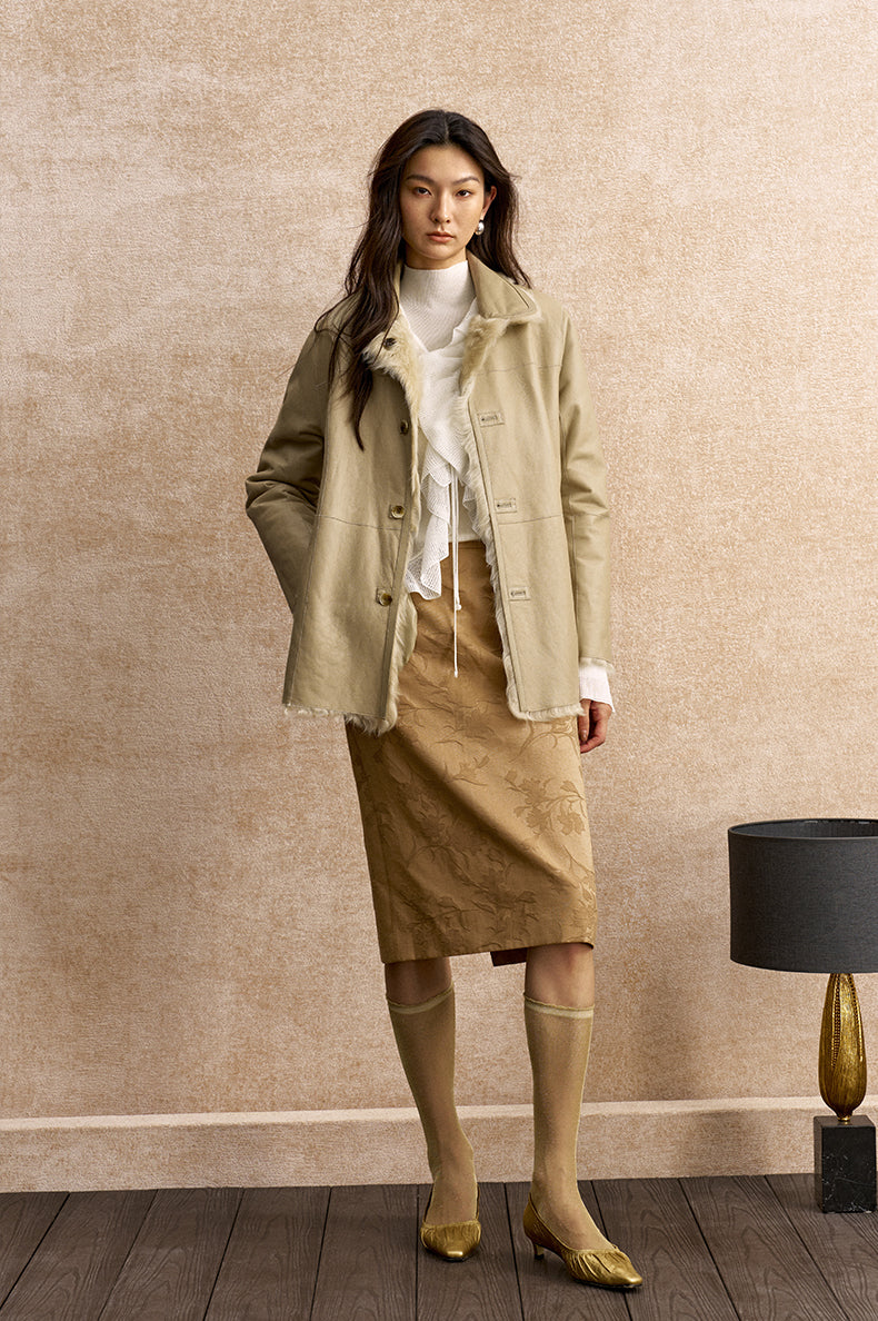 Jinlouqu Jacquard Wind Chime Skirt in Sand Khaki - view 1