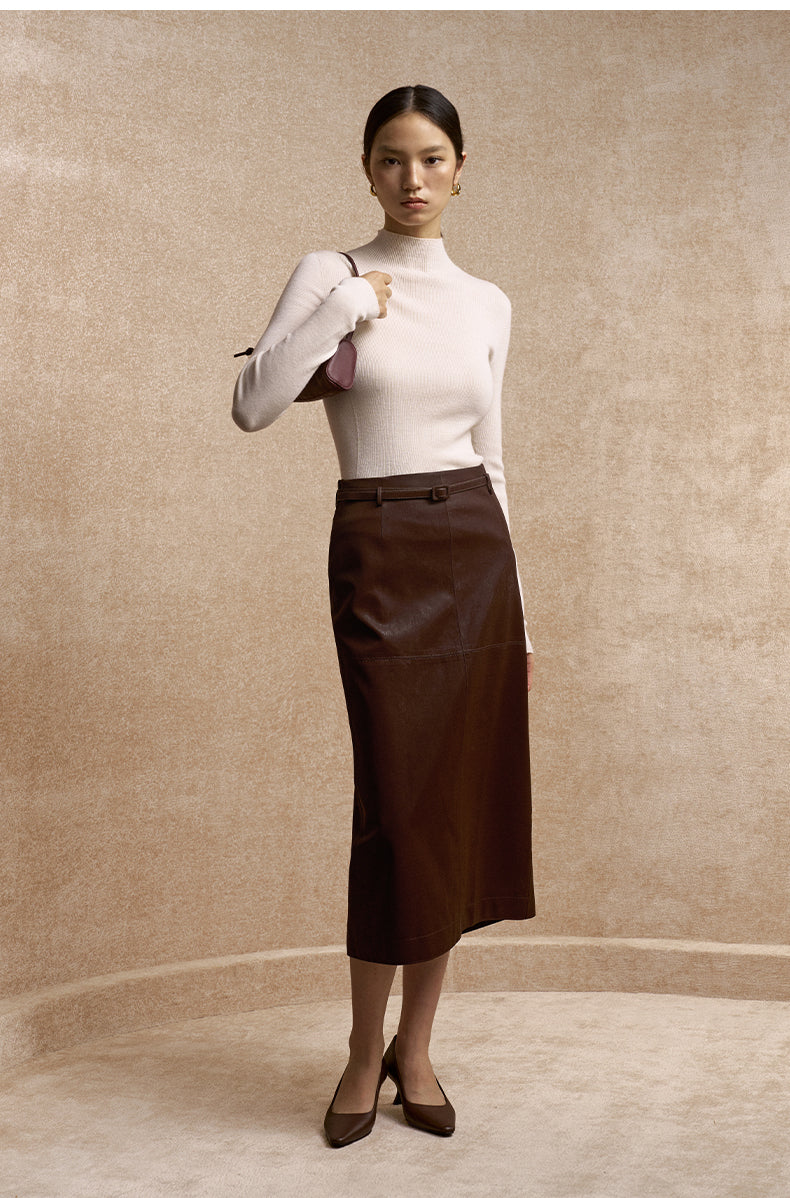 Fu Shui Piao Coated Midi Skirt - Burgundy