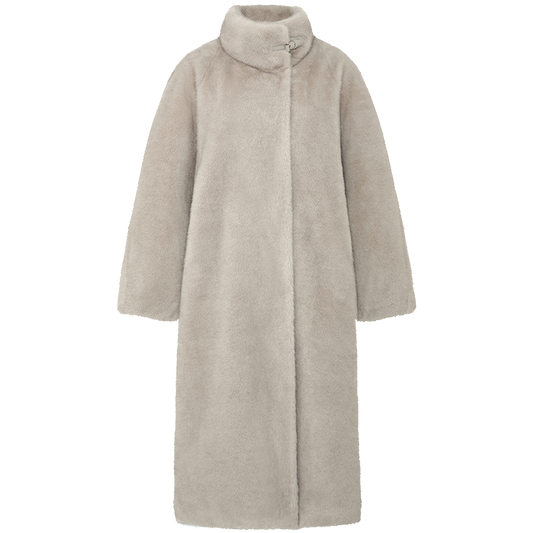 Yuemi Convertible Collar Faux-Fur Coat in Misty Grey - collection hover